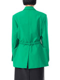 Fashion Women's Blazer Notched Collar Loose Single Button Waist Green Long Sleeve Suit Jackets Spring 2023 New
