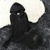2021 Women's Brand Velvet Fabric Tracksuits Velour Female Hoodies Tops and Pants Size S -