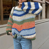 And Winter New Loose Solid Color High-Collar Bat Sleeve Knitted