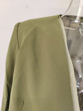 Fashion Women's Blazer Loose Collarless full sleeve Contrast mesh No buckle green Suit Jackets Summer 2023 New tide