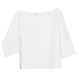 Women White Elegant Blouse New Skew Collar Three-quarter Sleeve Loose Fit Shirt Fashion Tide Spring Summer 2023