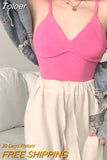 New Outlet Cute Y2K Women's Tops Women's Striped Crop Tops Built-in Bra Spaghetti Straps Y2K Old Women's