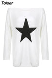 Ripped Hole Star Oversized Sweater Women Preppy Style Casual Loose Pullovers Chic Grunge Jumper Autumn Sweet
