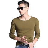 2020 Lycra Slim Fit Men'S T-Shirt 4XL Long Sleeved T Shirt Men Pure Color Casual Muscle Mens Long Sleeve Tees For