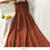 Dress Summer Women Off Shoulder Spaghetti Strap Slim Stretchy Breathable Soft Female Loose All-match Simple