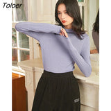 Women Bottoming T-shirt Spring Autumn Long Sleeve High Neck Slim Solid Warm Wool Basic All Match