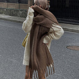 Winter Female Cashmere Plaid Scarf Women Blanket Scarves Wide Lattice Long Rainbow Shawl Wrap Warm Tippet