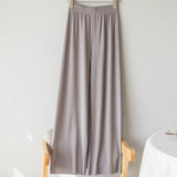 Quality 2022 Ice Silk Women's Pants High Waist Full-lenth Loose White Black Pants Casual Long Wide-leg Pants Women