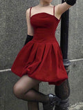 Pleated Ball Gown Mini Dress Red Sleeveless Princess Party Evening Elegant Strapless A-line Short Dresses High
