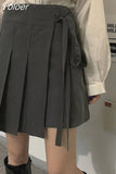 Pleated Skirt Women Elegant Lace-up High Waist A-line Mini Skirts Sexy Summer Office Lady Preppy Style Korean