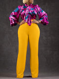 Women's Clothing 2025 Autumn And Winter Loose Large-Size Casual Print Long-Sleeved Shirt Broad Leg Pants