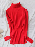 Women Turtleneck Sweaters Autumn Solid Slim Pullover Coffee Soft Knitted Jumper Pulls Warm Sweater Winter Turtleneck