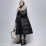 Women Winter 2023 Natural Fox Fur Hooded 90% White Duck Down Jackets Slim Long Down Parka Female Thick Warm Kurtka