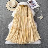 Half-Dress Women's Dress 2025 Summer Small In The Long Leisure High-Rise Display Thin Pendulum Ponve