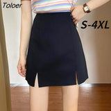 Women Elegant Feminine Summer Cozy Simple All-match Harajuku New Collection Hot Sale S-4XL A-line Solid Side-split