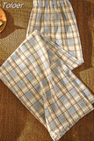 Waist Women Plaid Pants Summer Fashion Loose Wide Leg Pants Y2K Casual Female All Match Straight Trousers Korean