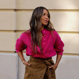 Jumper Autumn Women Long Sleeve Stand-up Collar Elegant Pullovers Tops Female Casual Vintage
