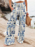 Spring And Summer New Four Seasons Of Leisure Wide Leg Trousers Print Burst Loose Trousers