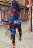 Colorful Wavy Print 2pc Pants
