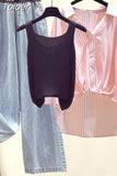 Chiffon Shirt Elastic Waistcoat Wide Leg Jeans Three-piece Elegant Women Pants Set Summer Outfits Street