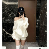 And Winter New Lazy Wind Soft Knitted Sweater Women High Waist Thin Leisure Shorts Two
