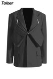 Fashion Women's Blazer Pearl Chain Large Pocket Decoration Slim Hidden Breasted Suit Jackets Summer 2023 New Tide