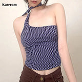 Grunge Halter Tops Irregular Bandage Tank Tops Harajuku Chic Sexy Slim Crop Tops Summer Korean Fashion Designer