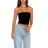 Tops y2k Grunge Clothes 2000s Women Solid Color Slim Fit Off Shoulder Strapless Sleeveless Backless Vest Summer