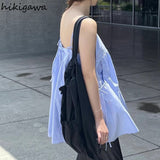 Woman Dress Fashion Loose Sling Robe Vestido Femme Bandage Pockets Casual Korean Y2k Dresses 2023 Vestidos De