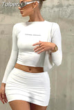 Two Piece Sets Womens Outfits T Shirt Crop Top And Mini Skirt Suit Streetwear Club Party Fit Slim Y2K Fashion Ladies