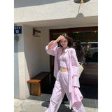 Wind Relaxation Long-Sleeved Sunscreen Shirt Sling High Waist Hanging Feeling Thin Leisure Pants Three-Piece Summer New