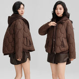 Cotton Jacket Women's Fake Two Short Hooded Winter Cotton-Padded Jacket 2024 New Loose Small Down Padded Coat Tide-Outfit