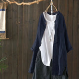Womens Shirts 2022 ZANZEA Vintage Cotton Tunic Casual Long Sleeve Shirt Button Cardigans Female Soid Patchwork Tops Plus