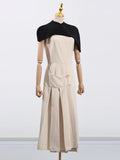 Temperament Dress Women 2025 Spring And Summer New Bump Color Splicing High-End Shawl Skirt
