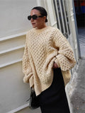 Wind New Women's Long Languid Languid Collar Long-Sleeved Sweater Casual Knitted