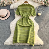 Stunning Green Dress Woman 2025 Summer New French High-End Temperament Knitted