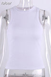 Summer Round Neck Sleeveless Cut Out Sexy Crop Off Shoulder Solid 2023 Skinny Sport Short Tops Female Fashion