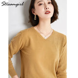 Women's Sweater 2021 White Jumper V Neck Ladies Winter Clothes Women Sweater Knitted Pullovers Sweaters For Women Fashion