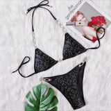 Toloer New Bikini Sexy Hot Diamond Split Women's Swimsuit Solid Color Strap Bikini