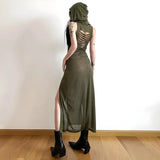Hooded Cut Out Back Midi