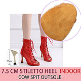New Stye Salsa Jazz Outdoor Indoor Social Latin Dance Shoes for Dancing Women High Heels Ballroom Mesh Red Professional