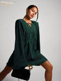 Fashion Pink Pleated Women Two Piece Outfits 2022 Elegant Loose Lace-Up Long Sleeve Shirts With Wide Pants Set