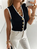 2025 Women's Flower Decoration Single-Billed Casual Knitted Vest