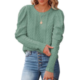 Pullover Sweater Woman Winter Puff Long Sleeve Knitwears for Women Clothing Loose Round Neck Female Tops Autumn