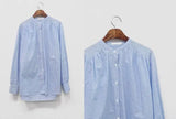 Neck blue plaid shirt Summer femme Casual white loose Women Long sleeve Linen Cotton Girls Blouse Plus Size Women Blouses
