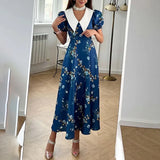 Women's New Broken Flower Collar Sexy Open Fork Spring Dress