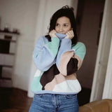 cotton patchwork knitted sweaters winter women pollovers female autumn winter loose lady