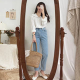 Spring white femme long Sleeve Patchwork cotton Women Shirts Casual Loose Women cute Blouses Female Top vetement