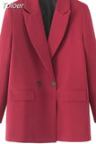 2023 Women Double Breasted Loose Blazer Office Lady Loose Classic Coat Basic Suit Jacket Female Chic Outwear
