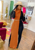 Toloer Turtleneck Side Slit Long Sweater Top 102-0-Outfit